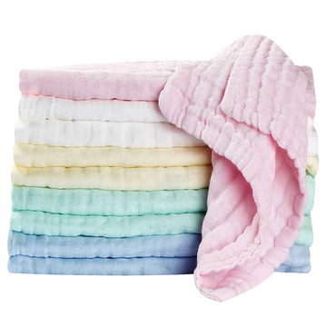 Muslin Baby Washcloths & Towels – 10 Pack Soft Cotton for Newborns
