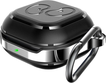 TPU Metal Case for Galaxy Buds FE/2 Pro/Live – Black with Keychain Clip