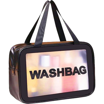 Translucent Waterproof Makeup Bag – Large Travel Toiletry Organizer (Black)