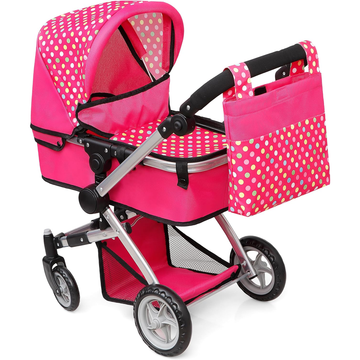 Foldable Baby Doll Stroller with Polka Dots – Adjustable Handle