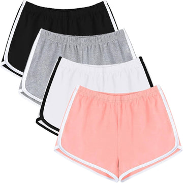 4-Pack Women’s Cotton Yoga Shorts – Lounge, Gym, Running, Athletic Wear