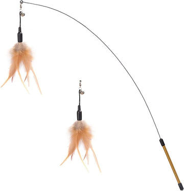 Feather Teaser Cat Toy – 34.5" Interactive Wand with Bell for Kittens & Cats