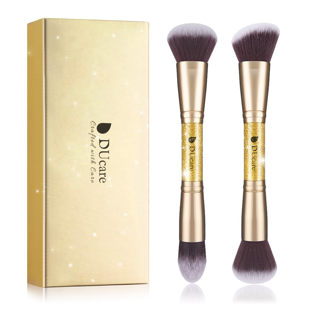 Dual-Ended Foundation & Contour Makeup Brush Set – 2Pcs
