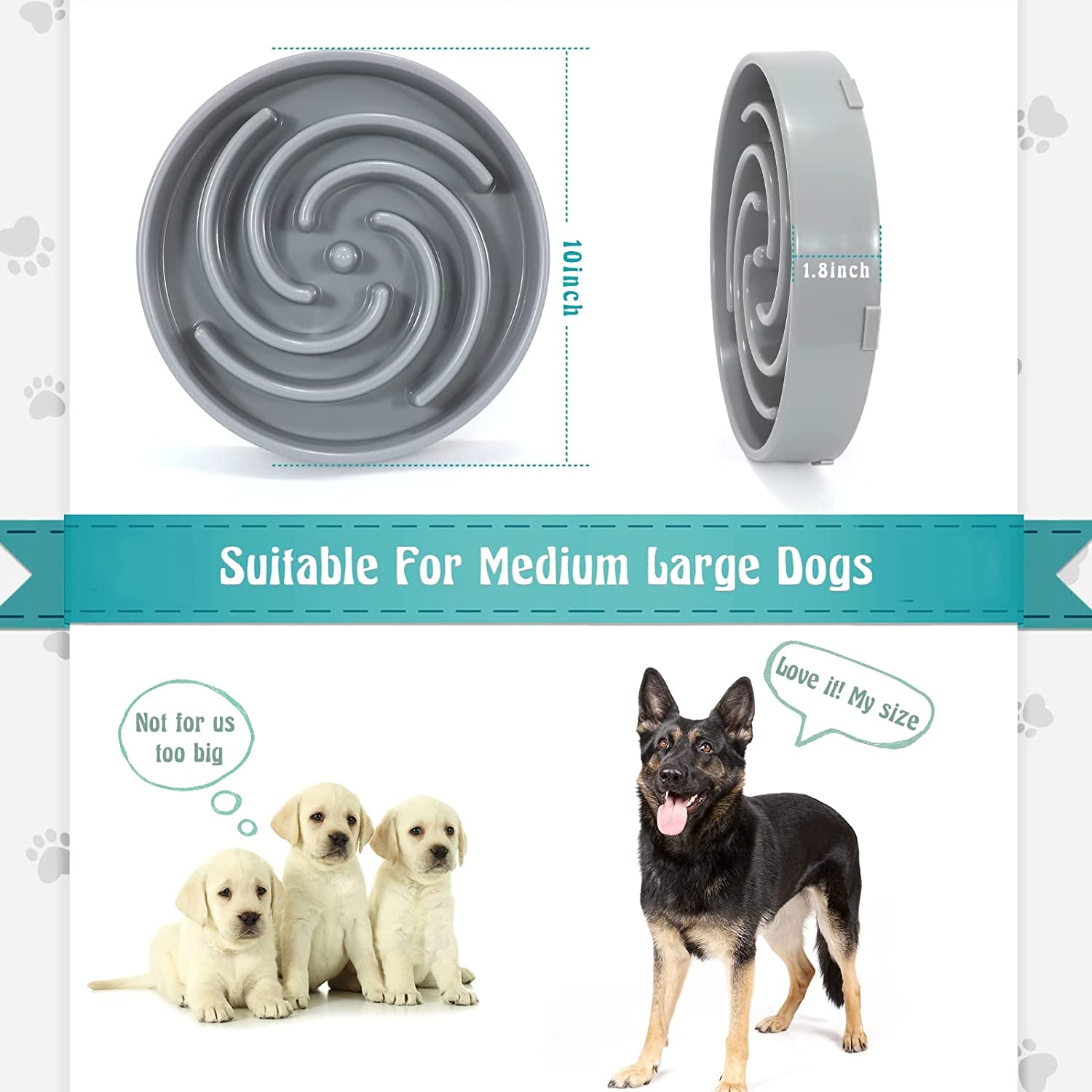 Slow Feeder Dog Bowl – Large Non-Slip Puzzle Bowl for Fast Eaters