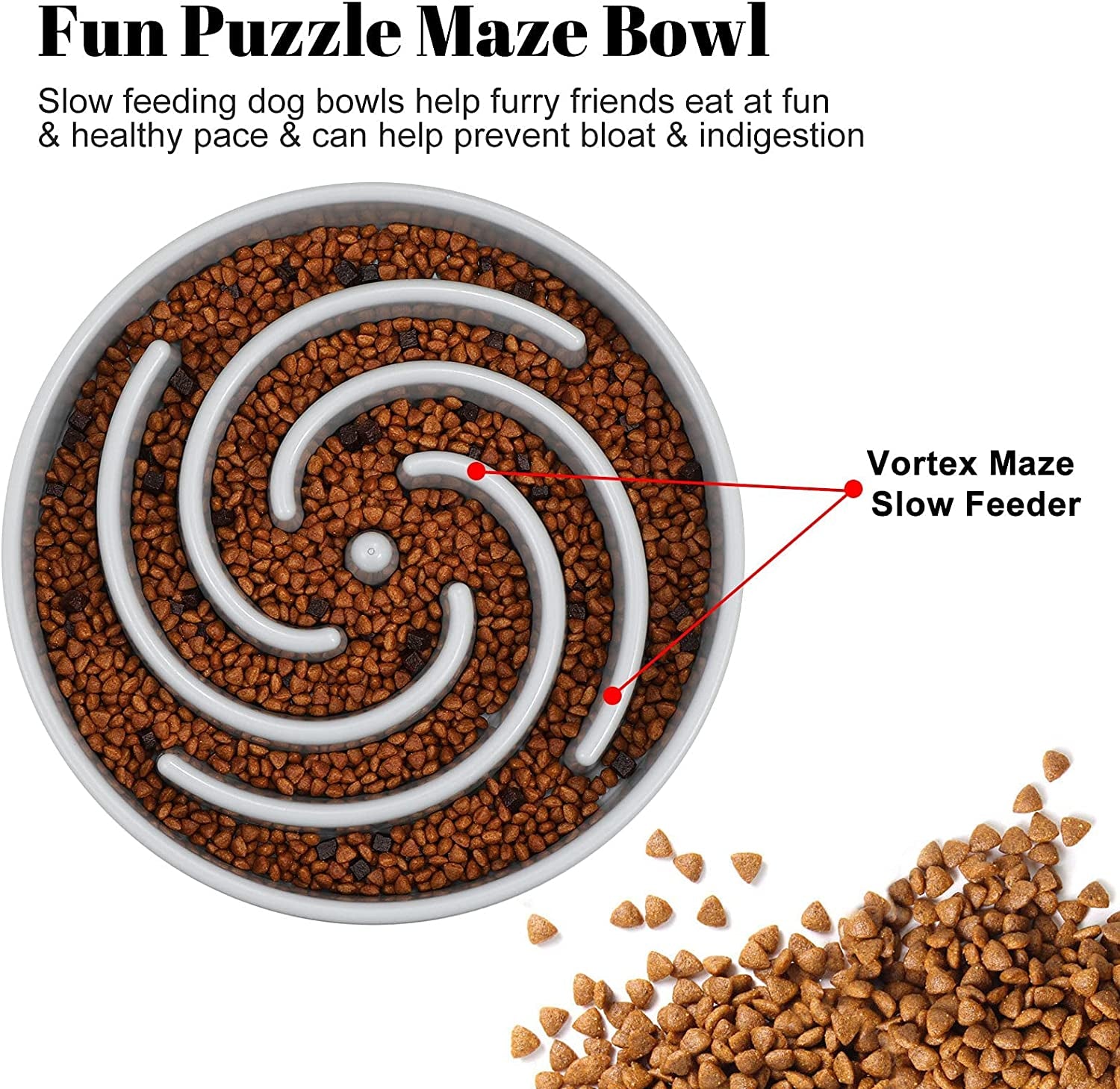 Slow Feeder Dog Bowl – Large Non-Slip Puzzle Bowl for Fast Eaters