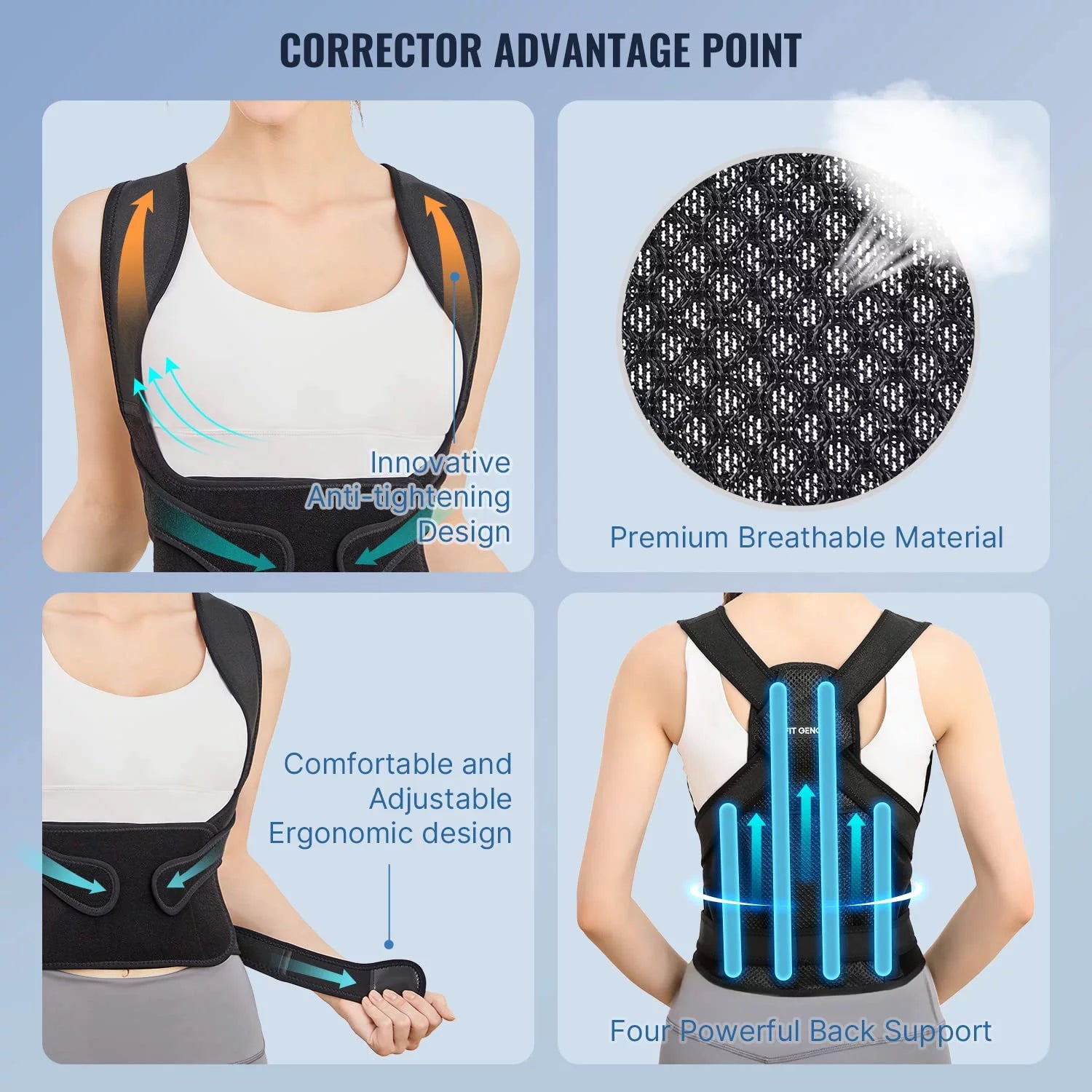 Adjustable Back Brace Posture Corrector for Men and Women – Spine Support for Pain Relief