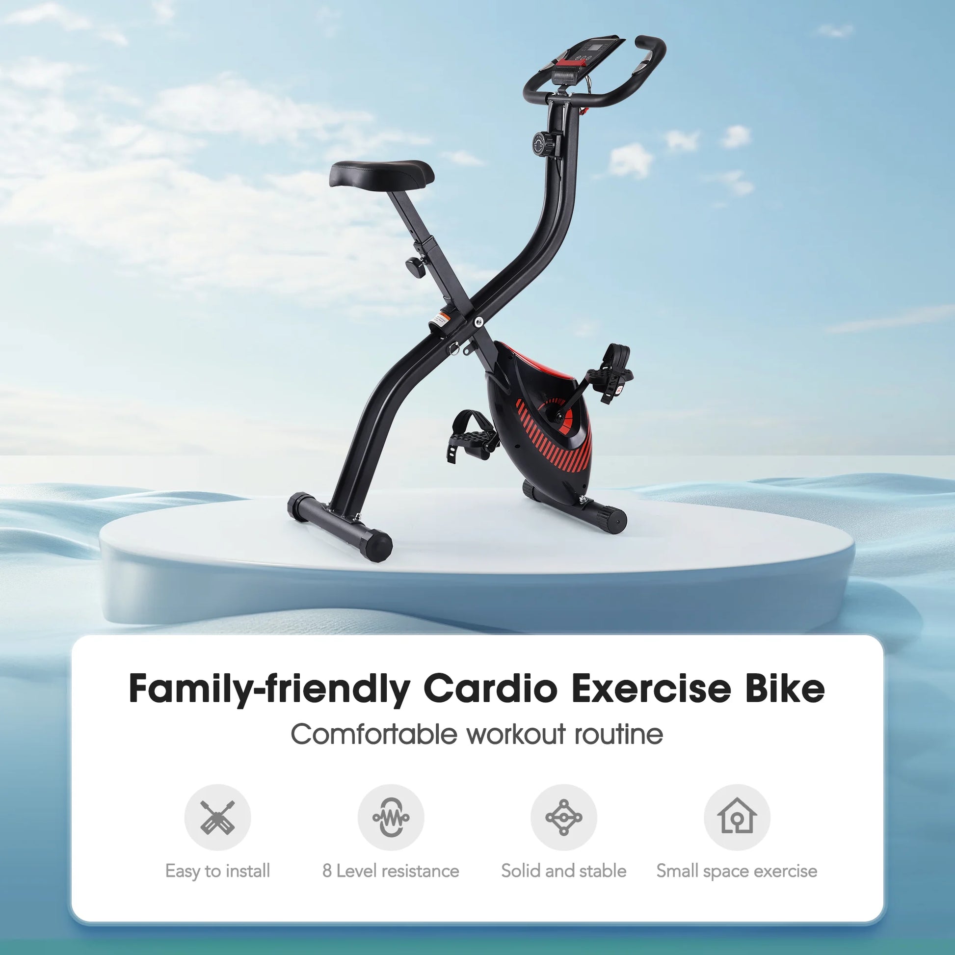 Folding Recumbent Exercise Bike – Stationary Bike with LCD & Phone Holder