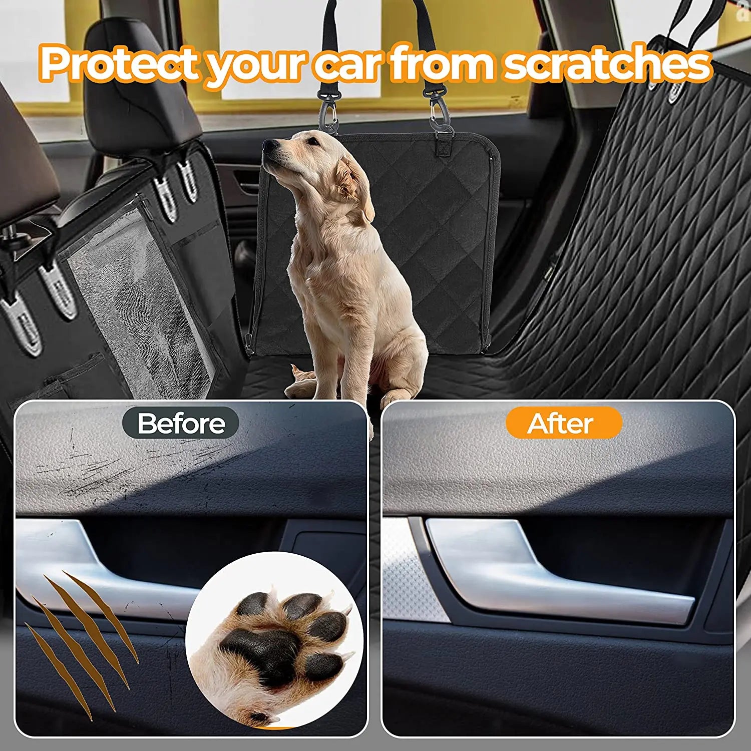Waterproof Dog Car Seat Cover with Mesh Window – Nonslip & Scratchproof