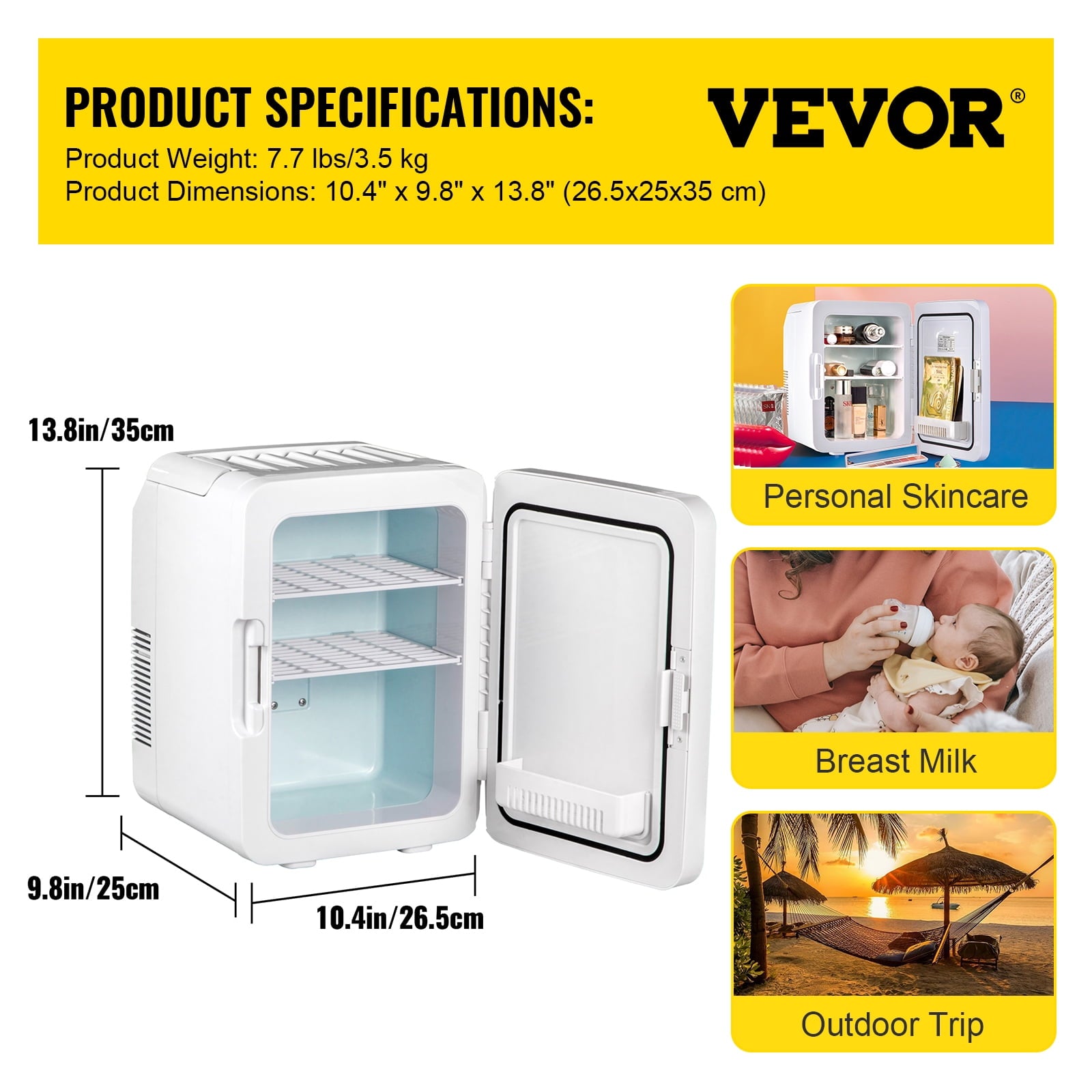 10L Mini Fridge for Skincare, Portable Cooler & Warmer with Handle