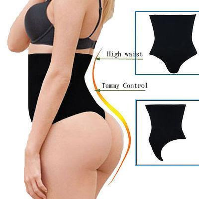 High-Waisted Tummy Control Thong Panty – Seamless Waist Slimmer