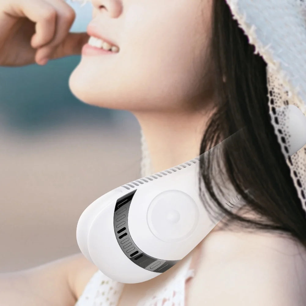 Portable Bladeless Neck Fan – 3 Speeds, 5000mAh Rechargeable Battery