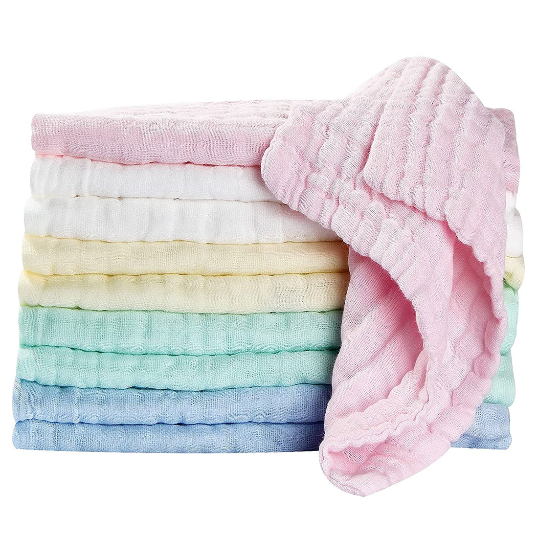 Muslin Baby Washcloths & Towels – 10 Pack Soft Cotton for Newborns