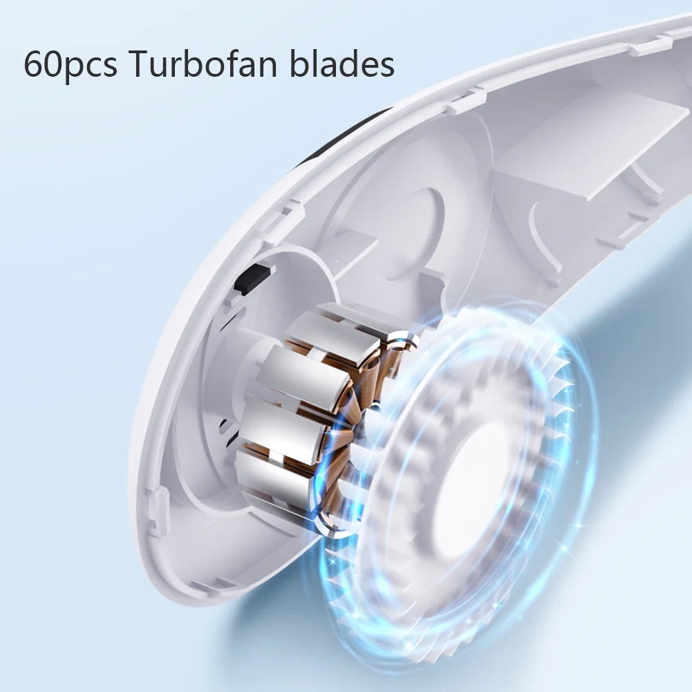 Portable Bladeless Neck Fan – 3 Speeds, 5000mAh Rechargeable Battery