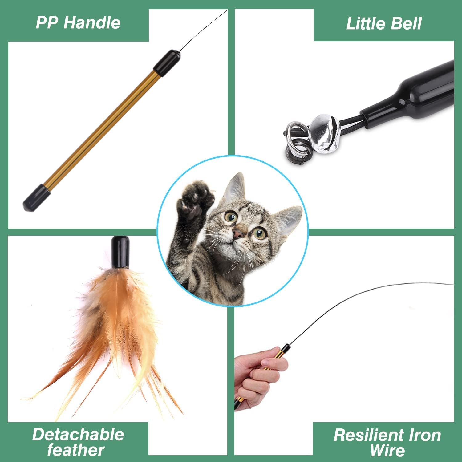 Feather Teaser Cat Toy – 34.5" Interactive Wand with Bell for Kittens & Cats