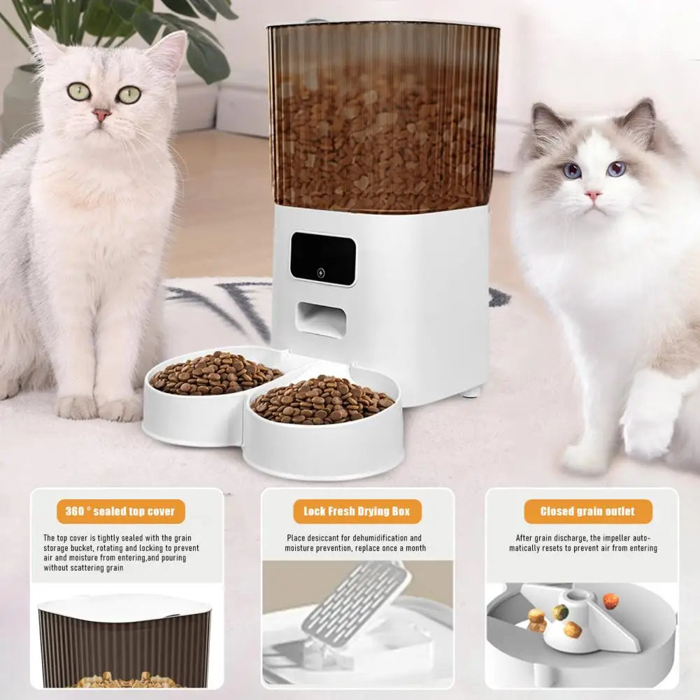 Smart Pet Feeder with Dual Bowls – 5L WiFi Automatic Food Dispenser
