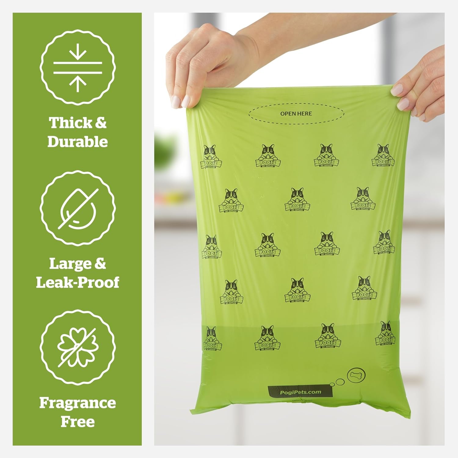 Pogi’s Dog Poop Bags – 450 Count, Unscented Leak-Proof Pet Waste Bags