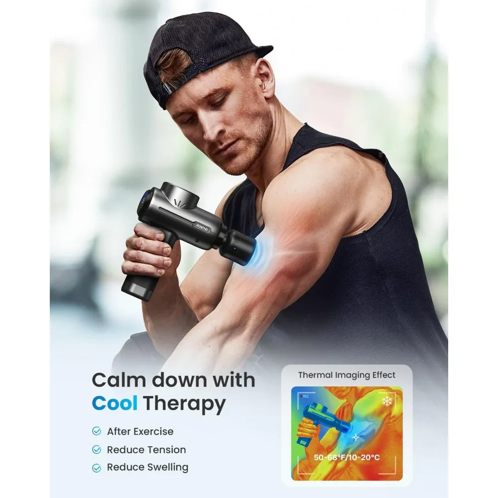 Hot & Cold Massage Gun – Bluetooth, Deep Tissue, Charging Stand