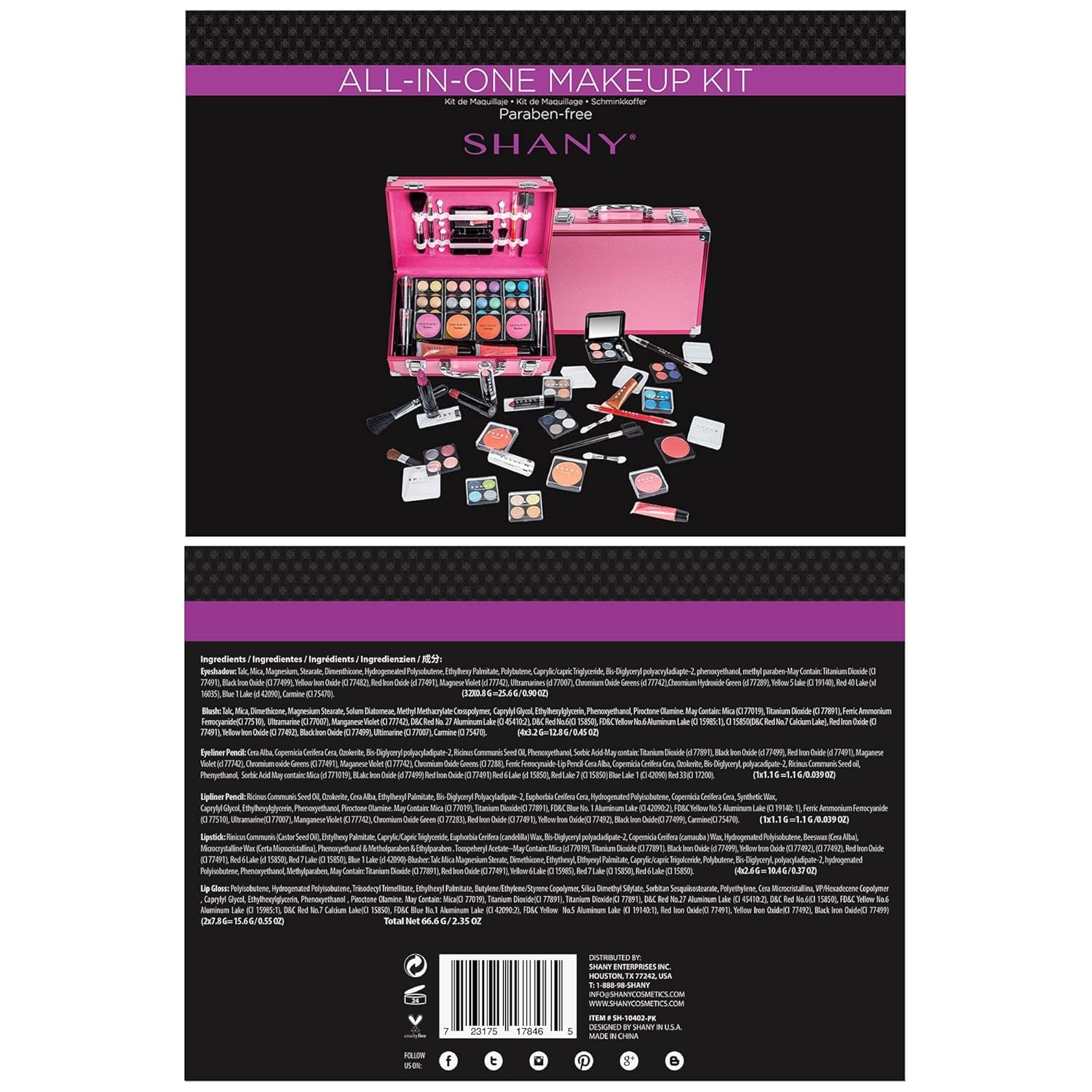 Makeup Train Case with Full Pro Makeup Set – Pink Organizer Kit