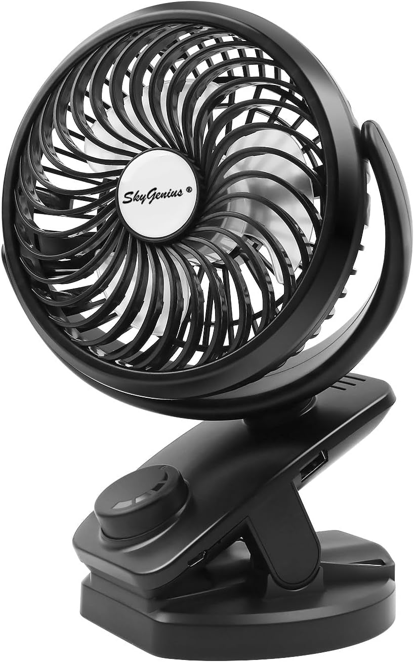 USB Rechargeable Clip-On Stroller Fan – Battery Powered, 40H Runtime