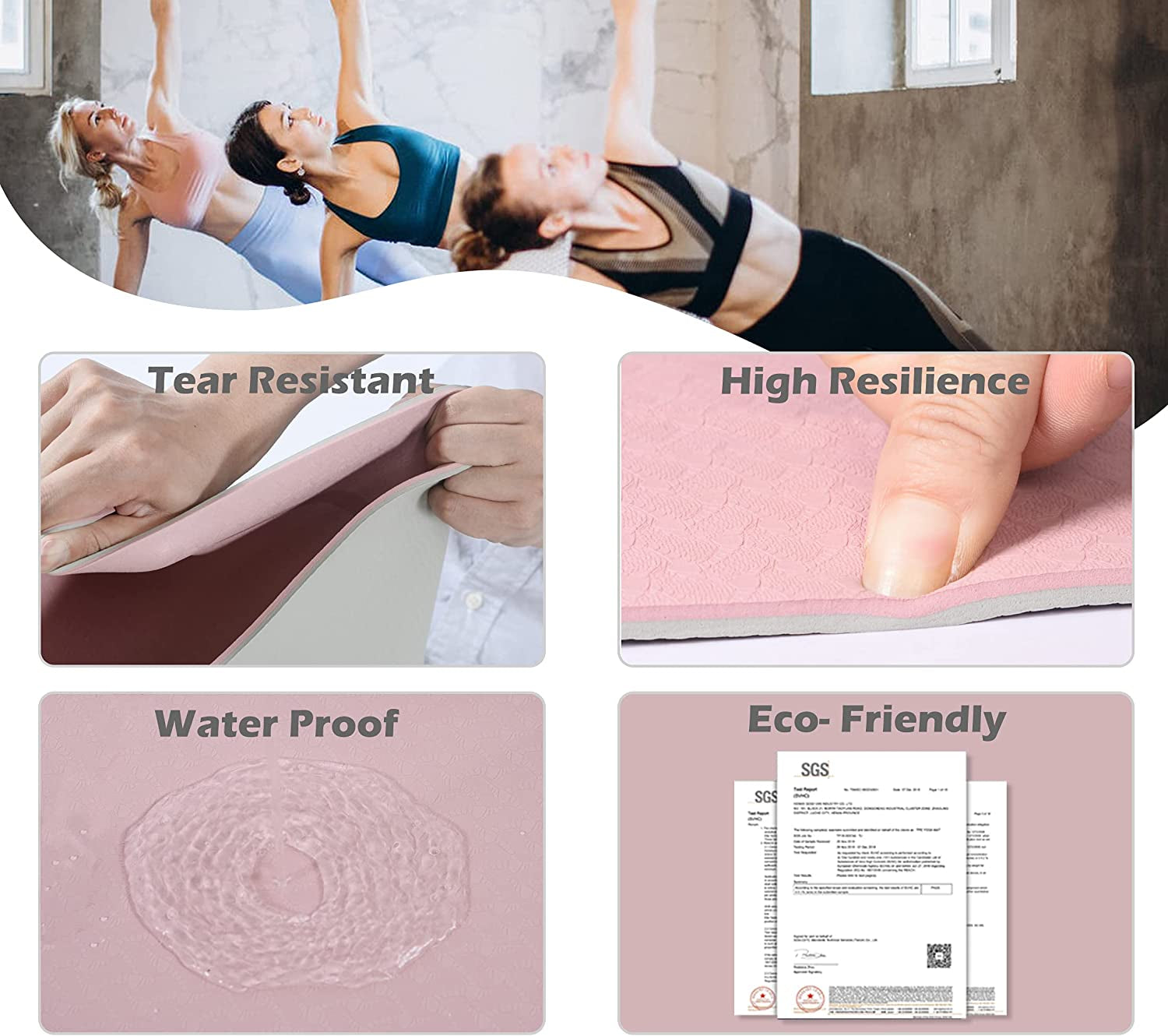 Extra Thick Non-Slip Yoga Mat – 1/3" TPE with Strap & Bag