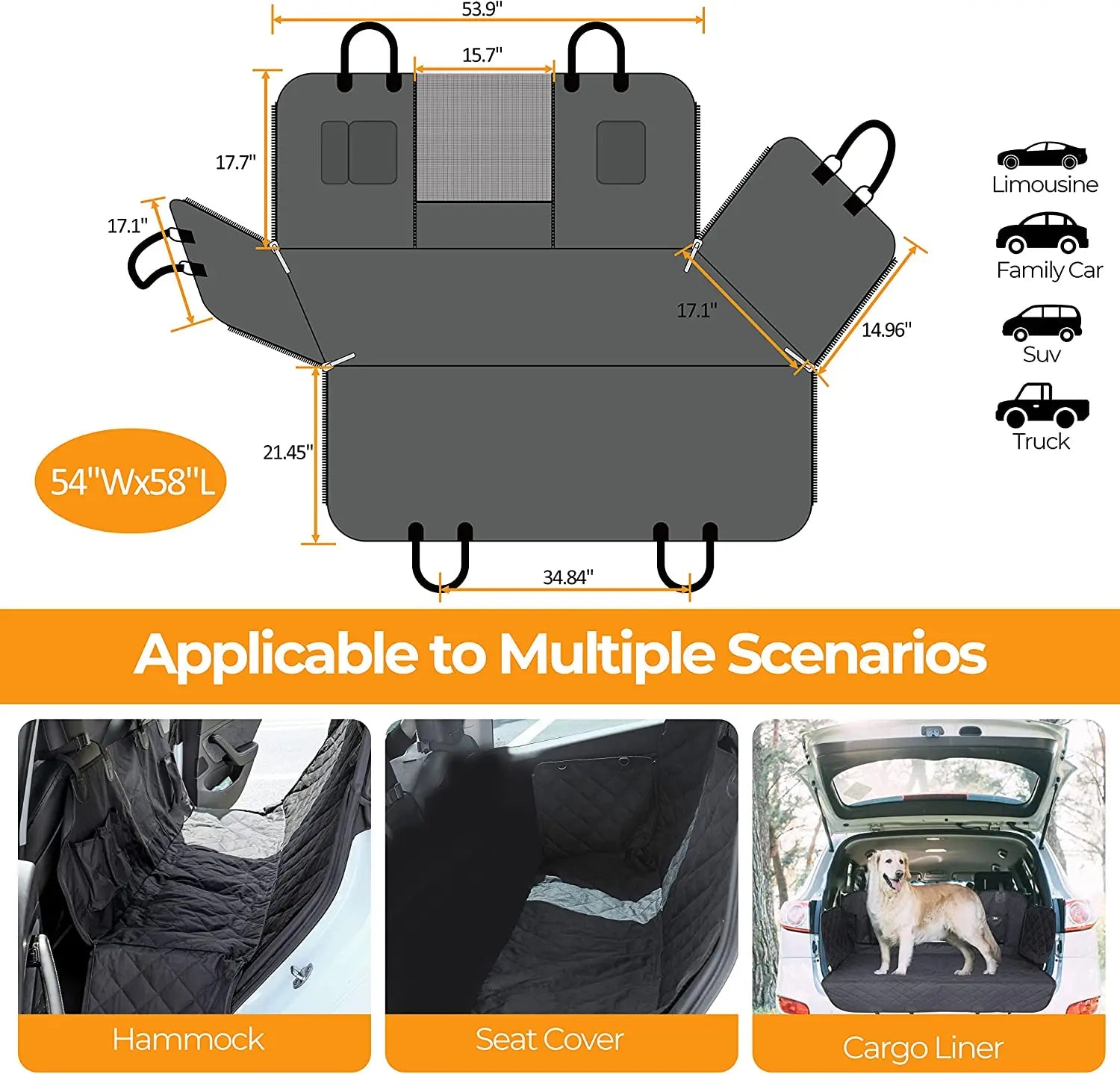 Waterproof Dog Car Seat Cover with Mesh Window – Nonslip & Scratchproof