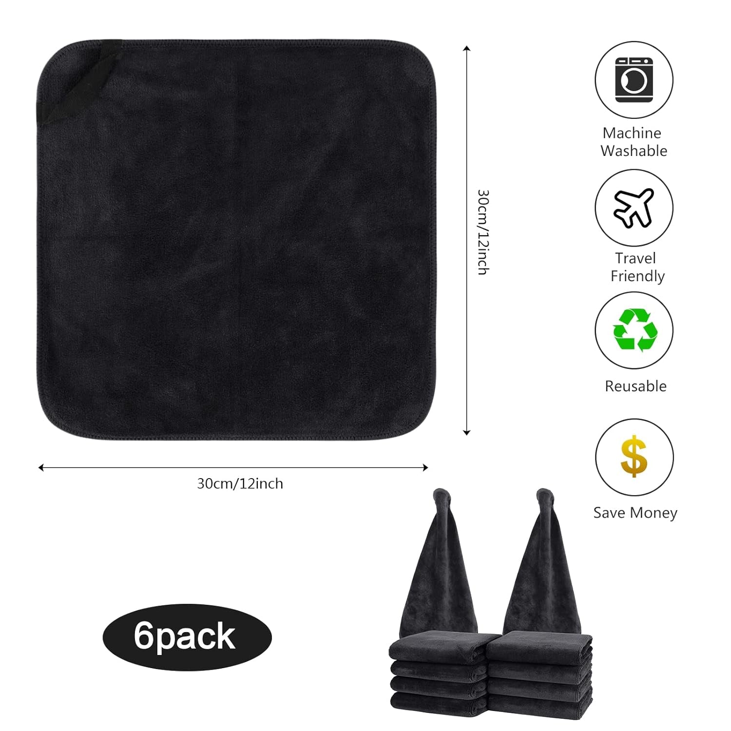 Reusable Microfiber Facial Washcloths – 12" x 12" Makeup Remover