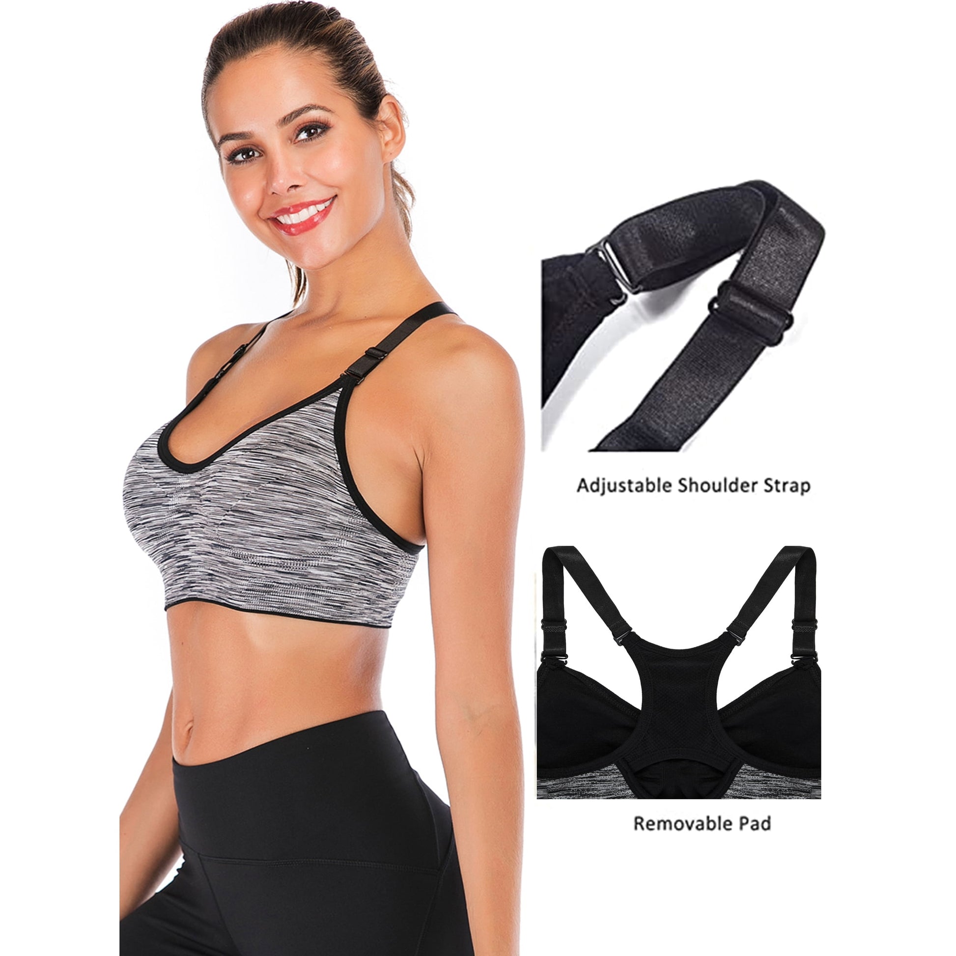 Seamless Racerback Sports Bra 2-Pack – Keyhole Mesh, Medium Impact