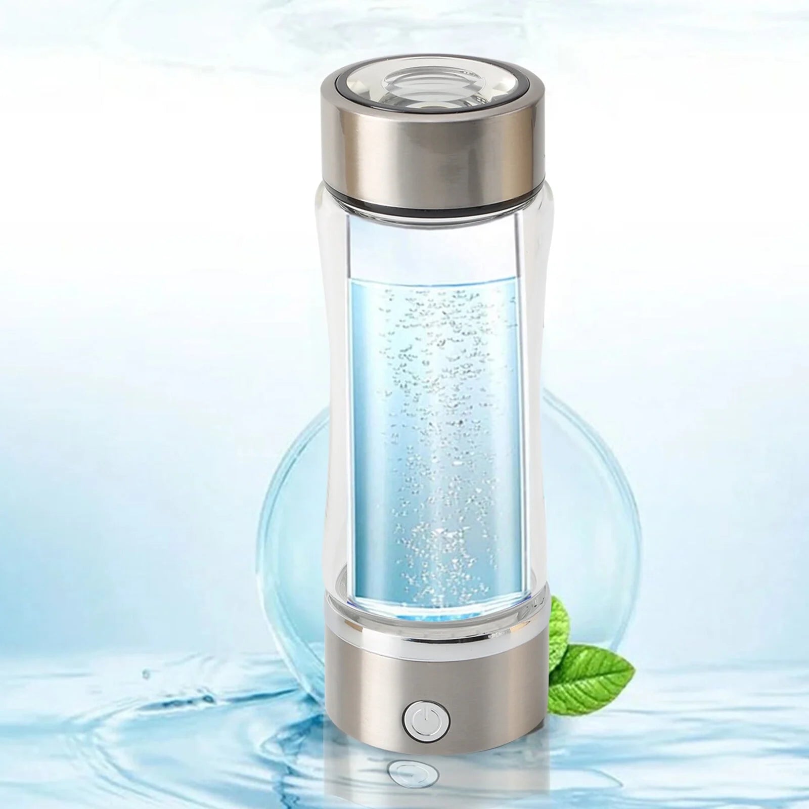 Portable Hydrogen Water Generator Bottle – 420ml Silver
