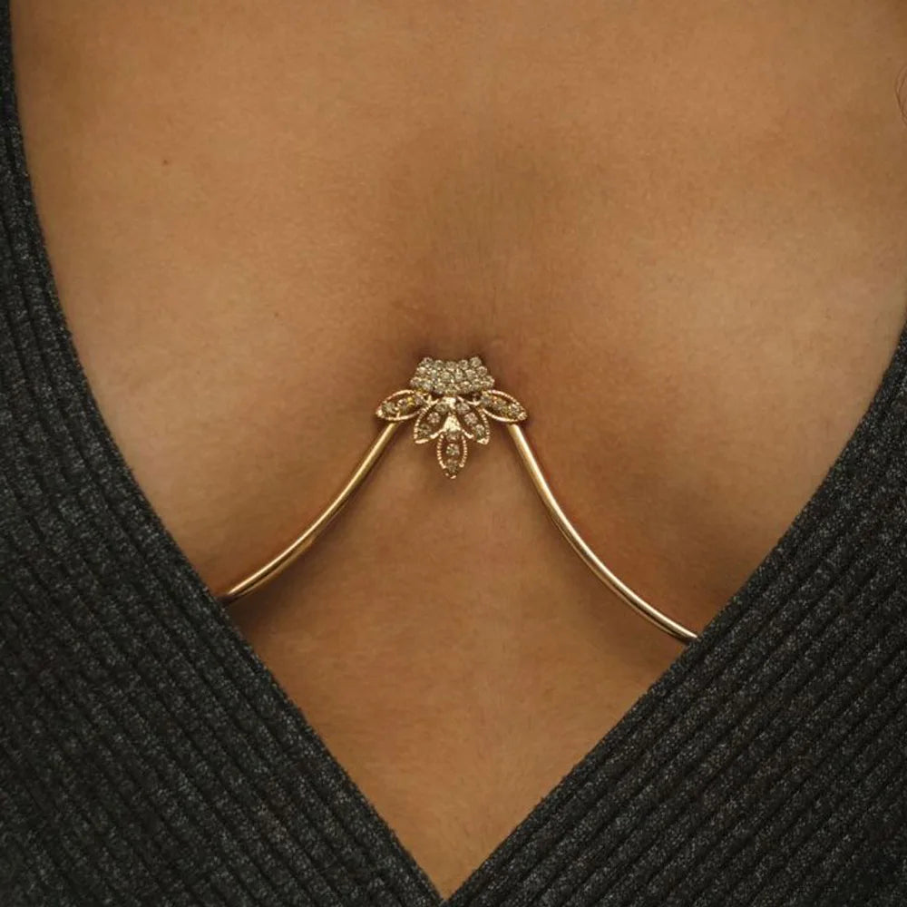 Leaf Bling Chain Bikini Top – Nightclub Dance Bralette Jewelry