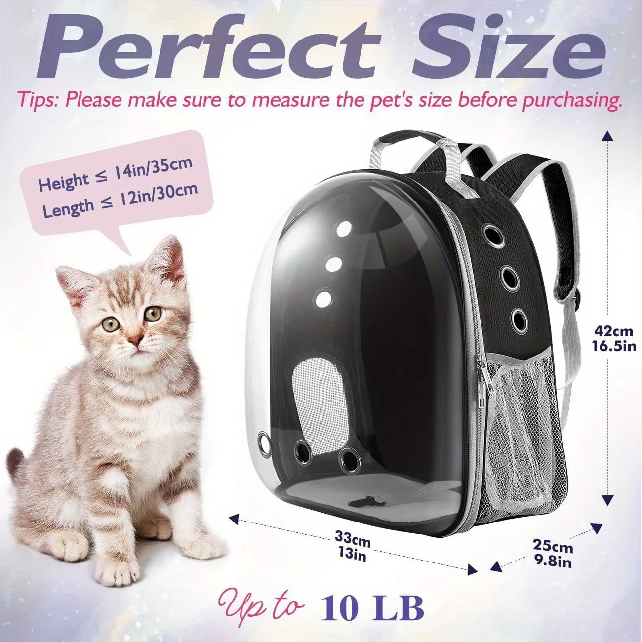 Bubble Pet Backpack Carrier – Breathable Travel Bag for Cats & Small Dogs