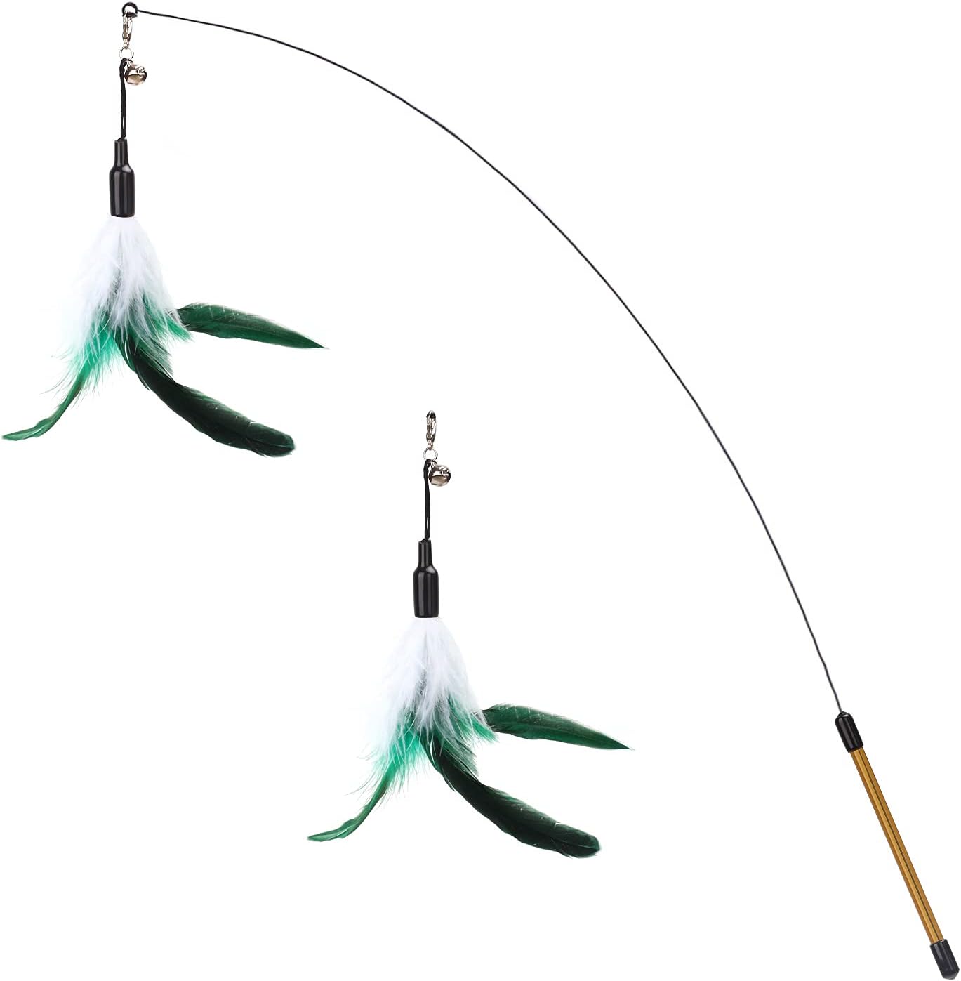 Feather Teaser Cat Toy – 34.5" Interactive Wand with Bell for Kittens & Cats
