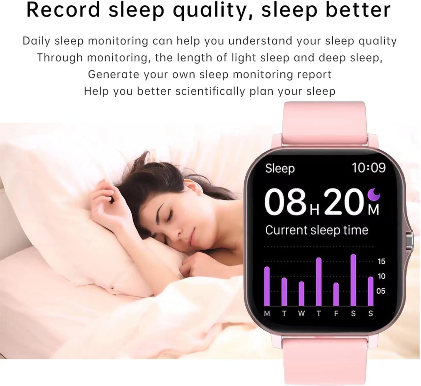 Smart Fitness Tracker Watch – Heart, Sleep, SpO2, 8 Modes, Waterproof