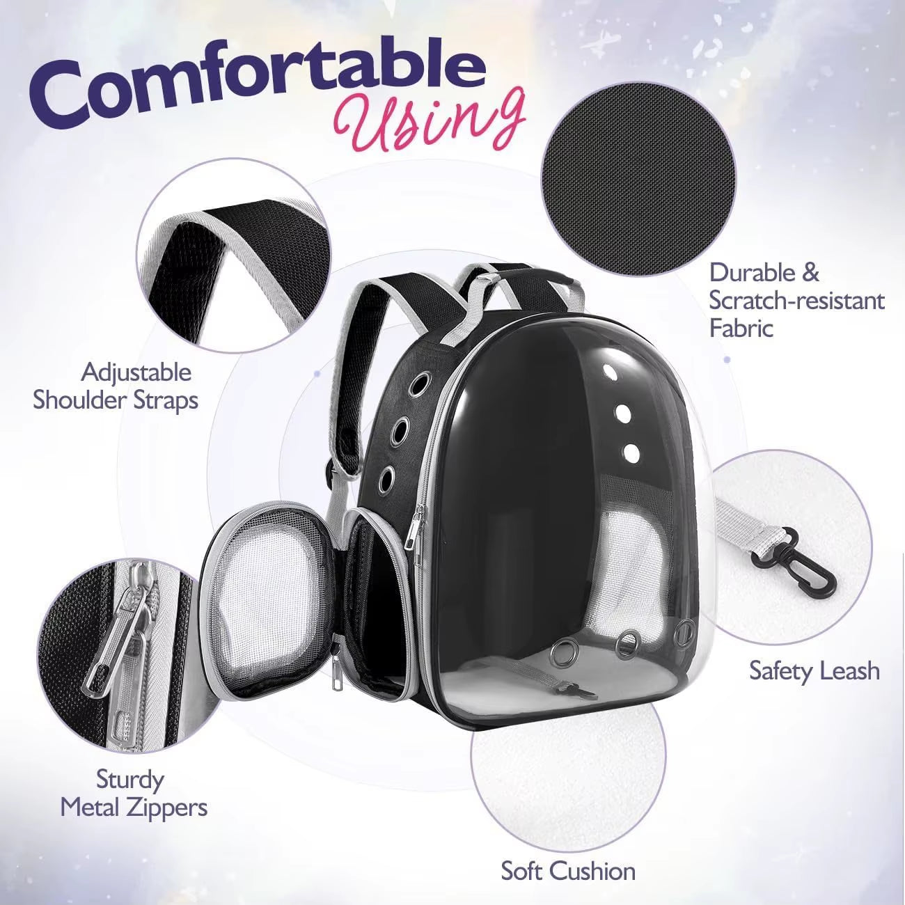 Bubble Pet Backpack Carrier – Breathable Travel Bag for Cats & Small Dogs