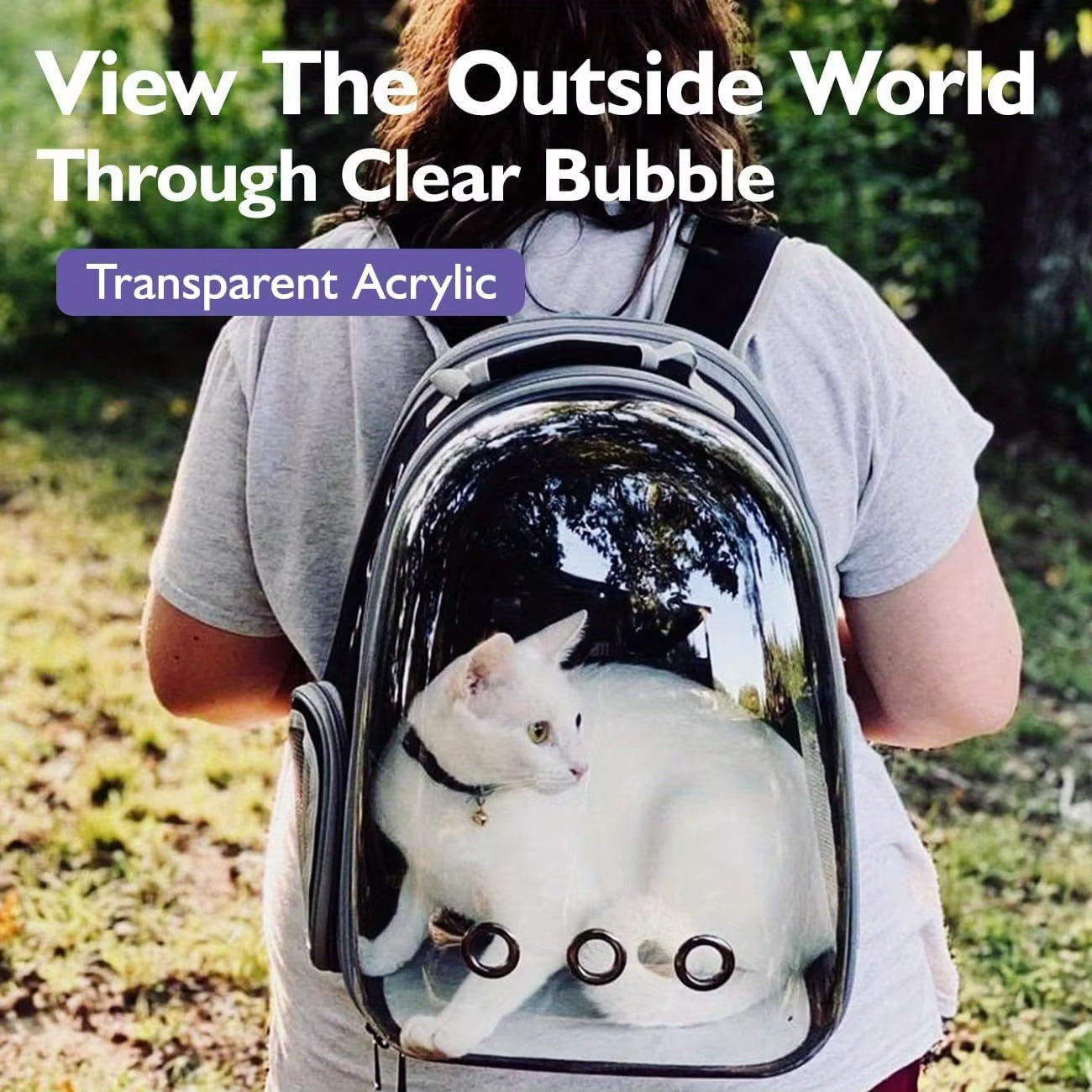 Bubble Pet Backpack Carrier – Breathable Travel Bag for Cats & Small Dogs