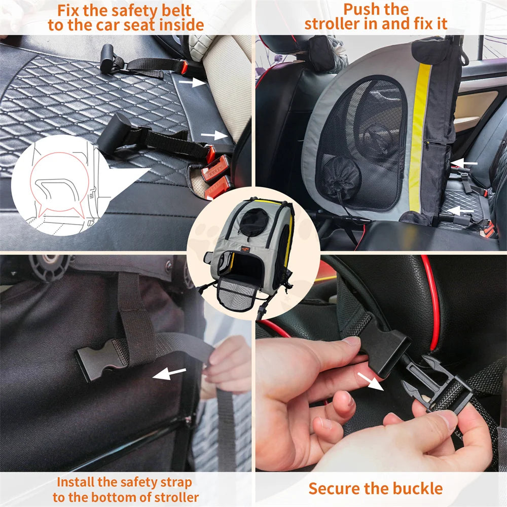 2-in-1 Folding Pet Stroller & Car Seat – Portable Dog & Cat Carrier