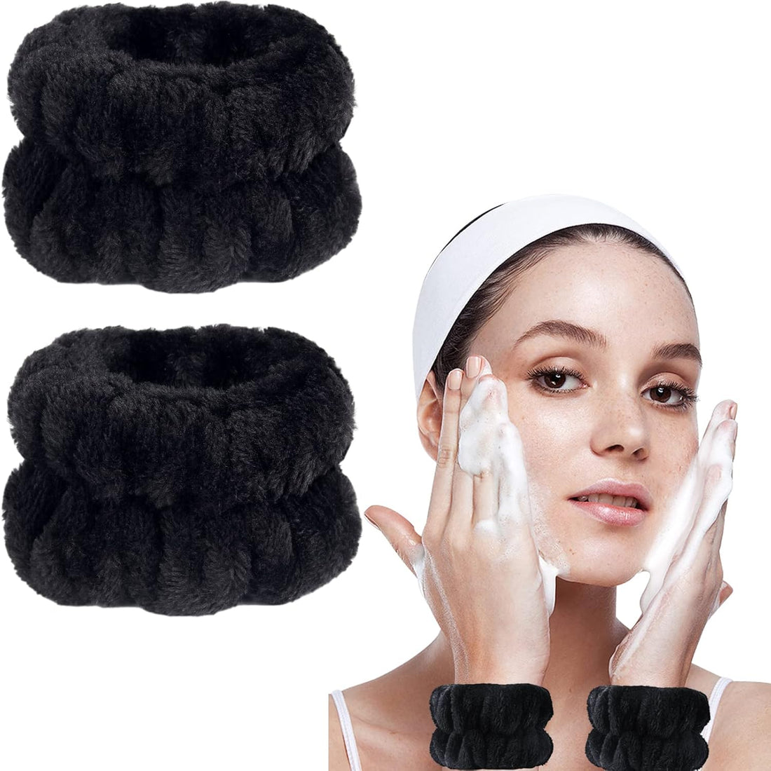 2Pcs Microfiber Face Washing Wristbands – Stretchy & Absorbent