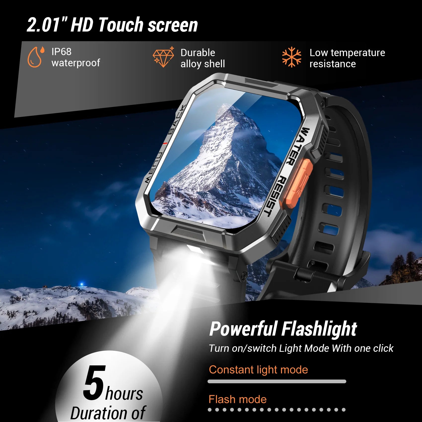 2.01'' HD Smartwatch with Bluetooth Call & 100+ Sports Modes