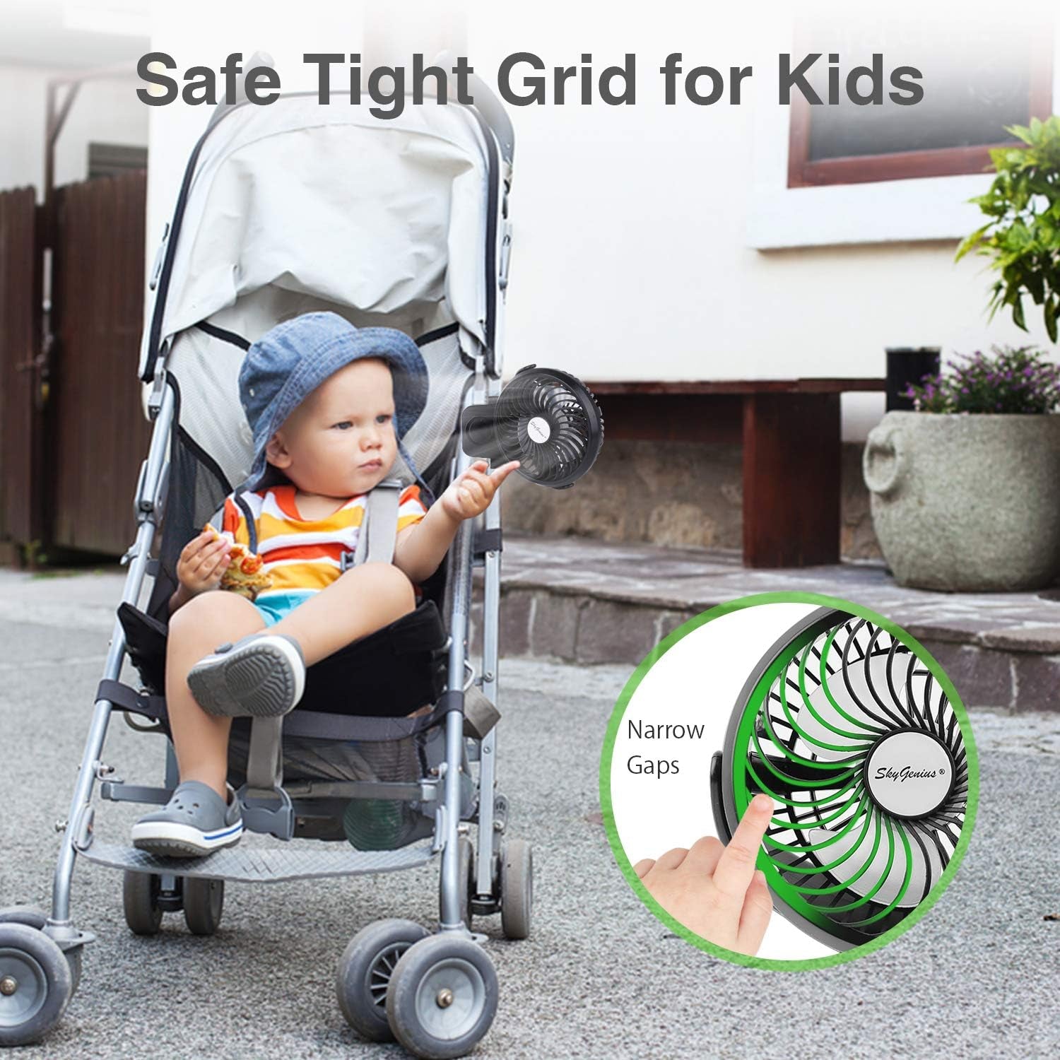 USB Rechargeable Clip-On Stroller Fan – Battery Powered, 40H Runtime