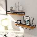 Floating Wall Shelves with Towel Bar – Set of 2 (Carbonized Black)