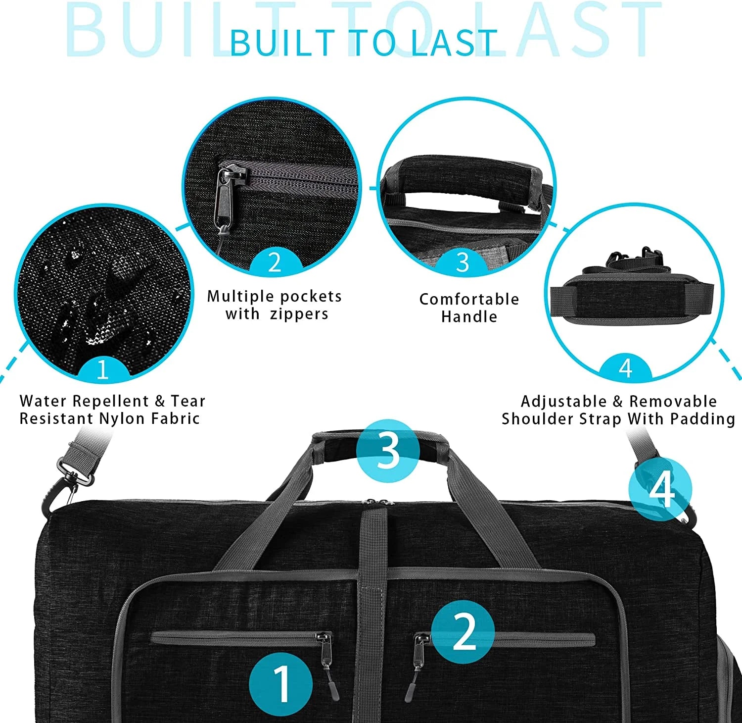 Foldable Travel Duffel Bag – Waterproof, Lightweight Gym & Weekender