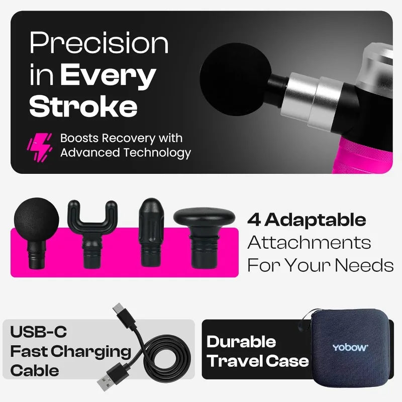 Therapeutic Mini Massage Gun – 4 Speeds, USB-C, Portable Case