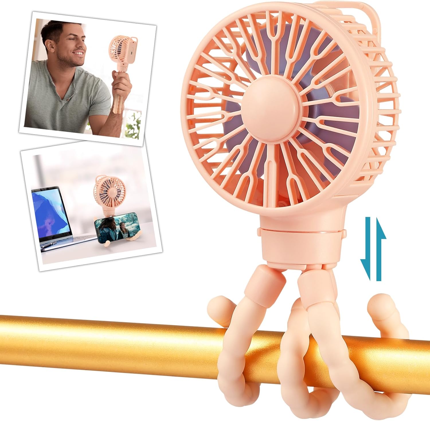 Mini Clip-On Stroller Fan – Flexible Tripod, USB Rechargeable