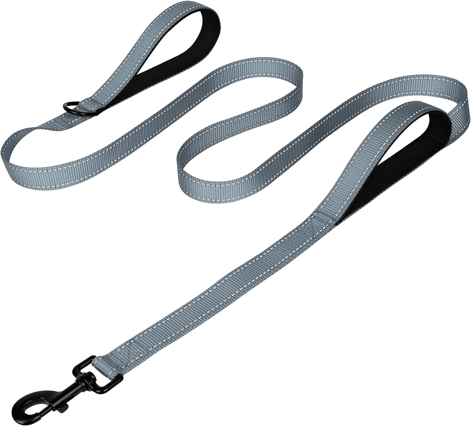 Reflective Dog Leash – 5FT Heavy-Duty Nylon with Padded Handle, Gray
