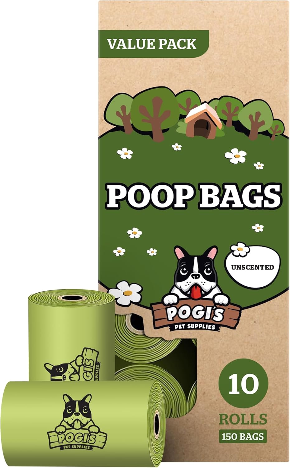 Pogi’s Dog Poop Bags – 450 Count, Unscented Leak-Proof Pet Waste Bags