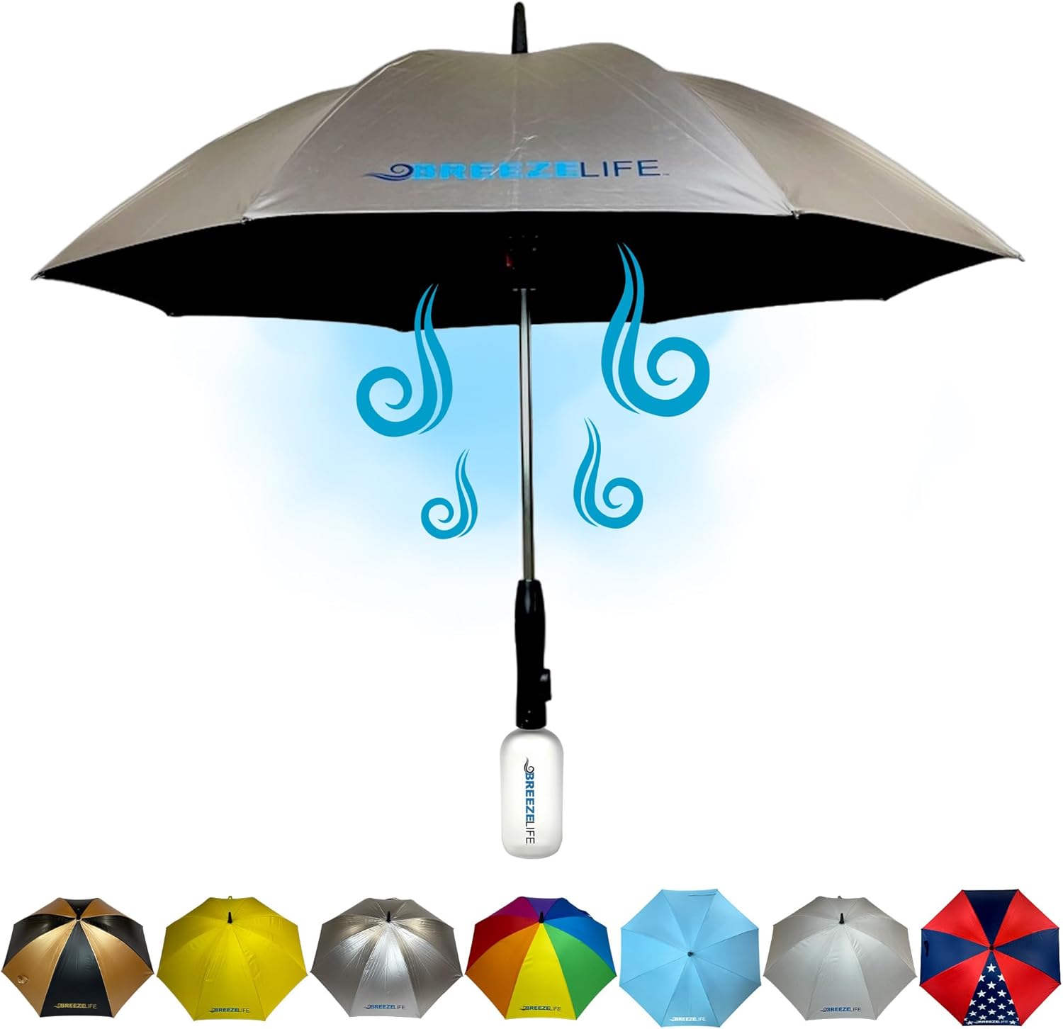 3-in-1 Sun Umbrella with Fan and Mister – UV Protection