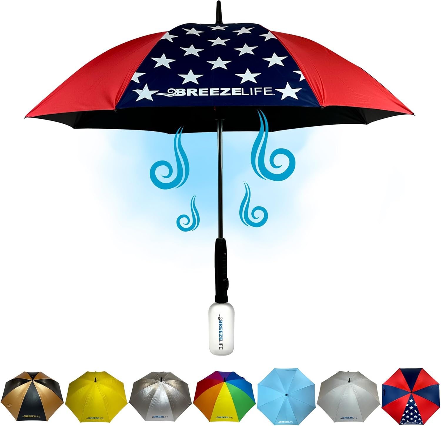 3-in-1 Sun Umbrella with Fan and Mister – UV Protection