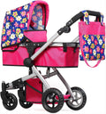 Foldable Baby Doll Stroller with Polka Dots – Adjustable Handle