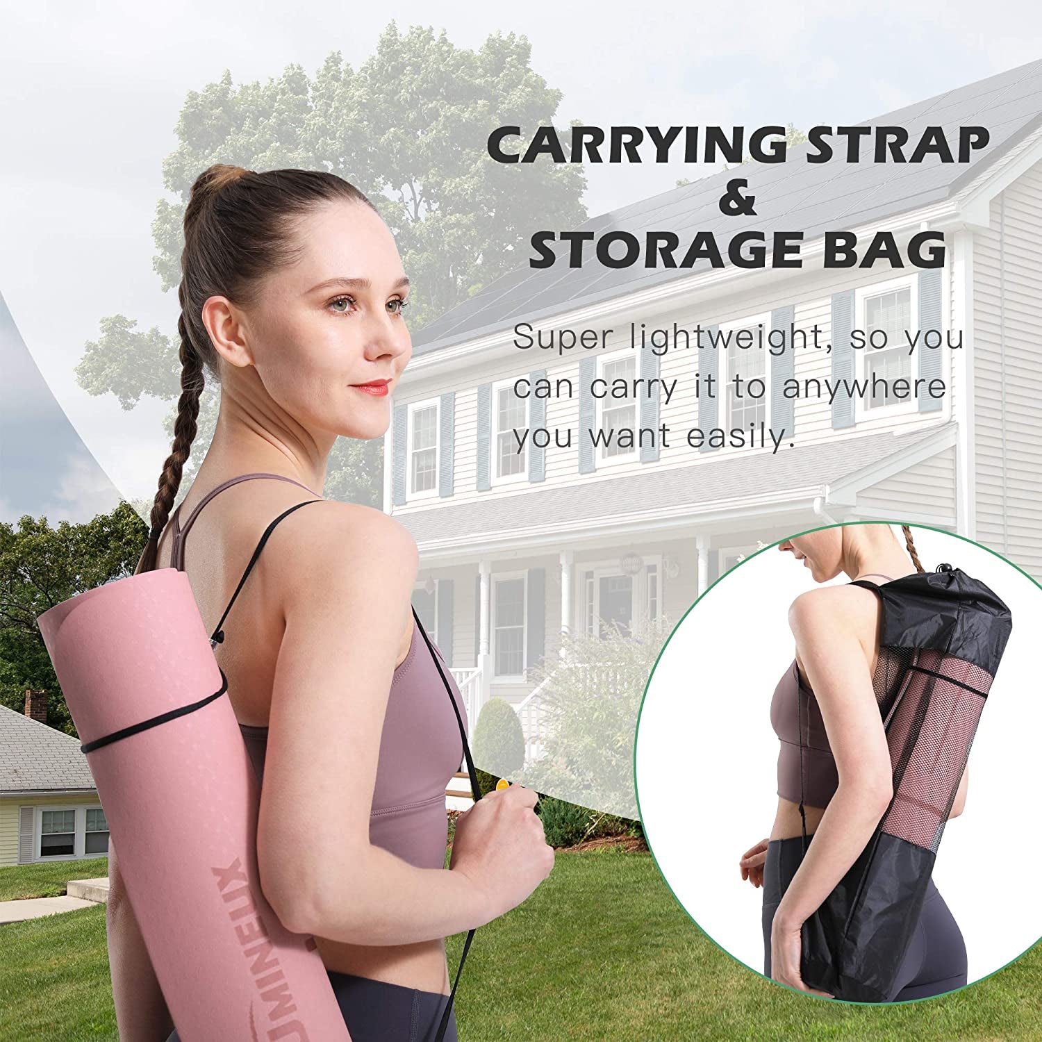 Extra Thick Non-Slip Yoga Mat – 1/3" TPE with Strap & Bag