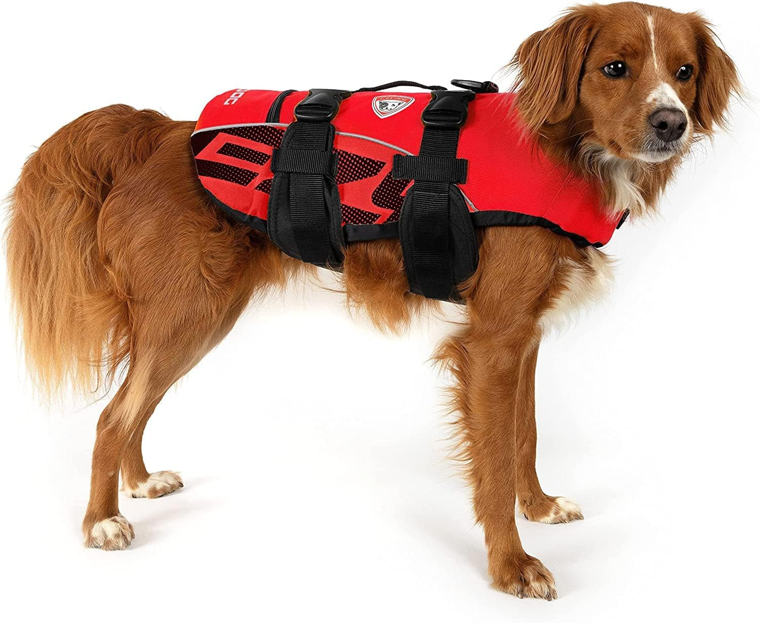Dog Life Jacket XS – Reflective Swim Vest with Grab Handle, Red
