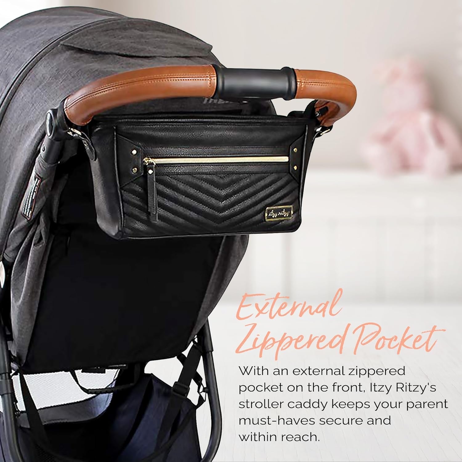 Adjustable Stroller Organizer with Pockets & Zippered Compartment